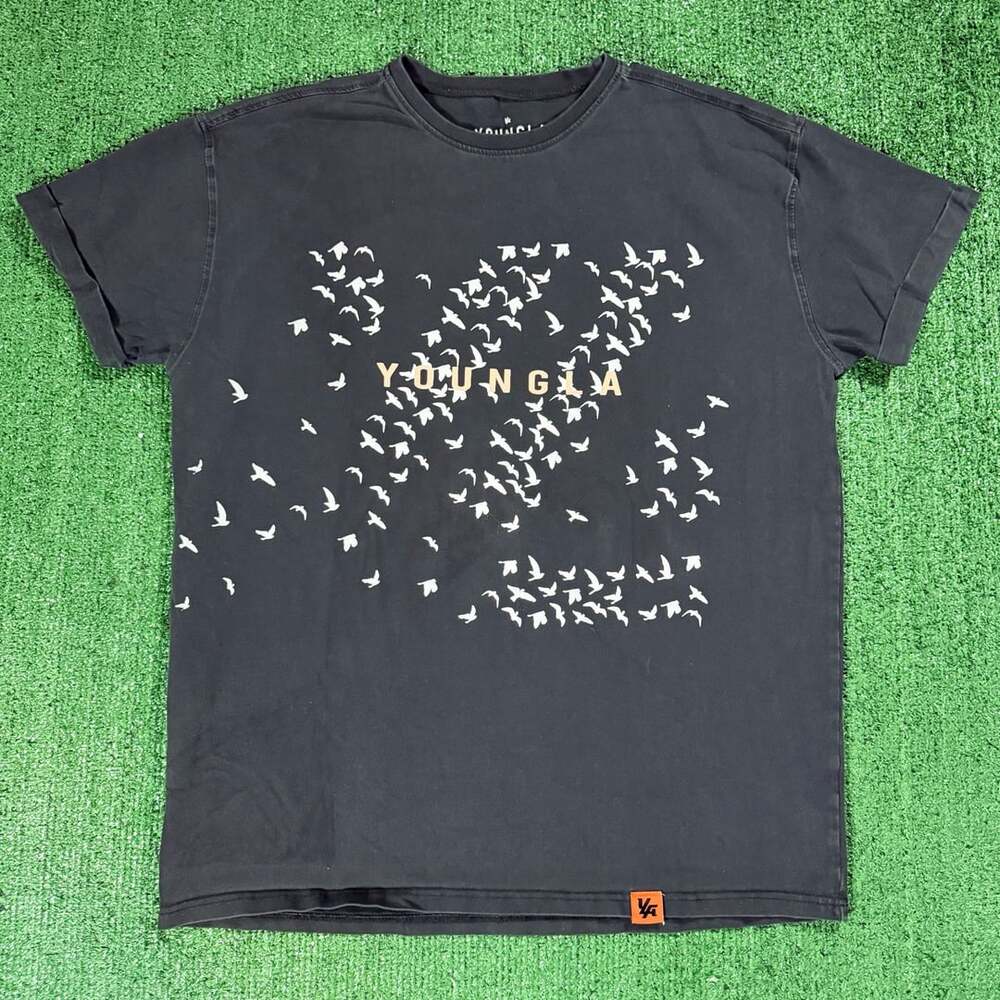 YoungLA The Flock Tee Size Medium Black Bird Graphic T-Shirt